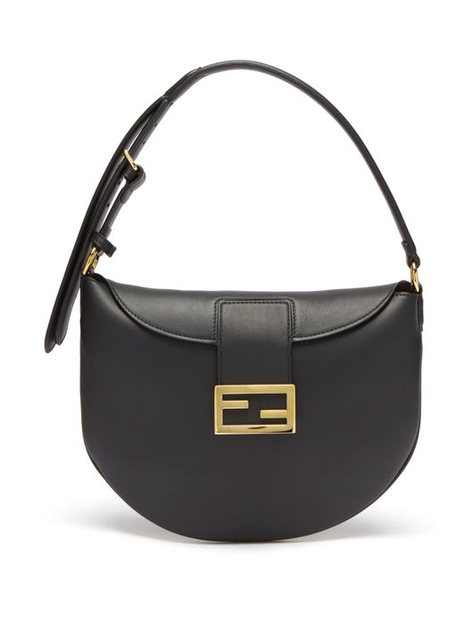 TÚI FENDI Croissant FF-logo leather shoulder bag