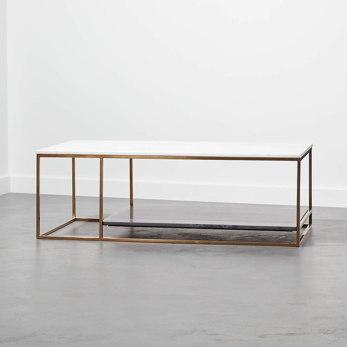 BÀN TRÀ PHÒNG KHÁCH 2 TONE GREY AND WHITE MARBLE COFFEE TABLE