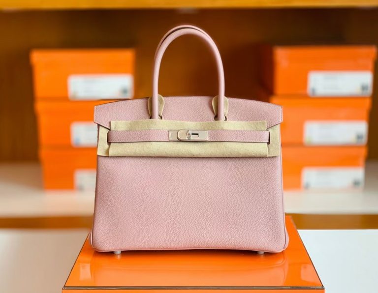 Túi Hermes Birkin Togo wisteria pink Silver Hardware Handmade khâu tay 30cm