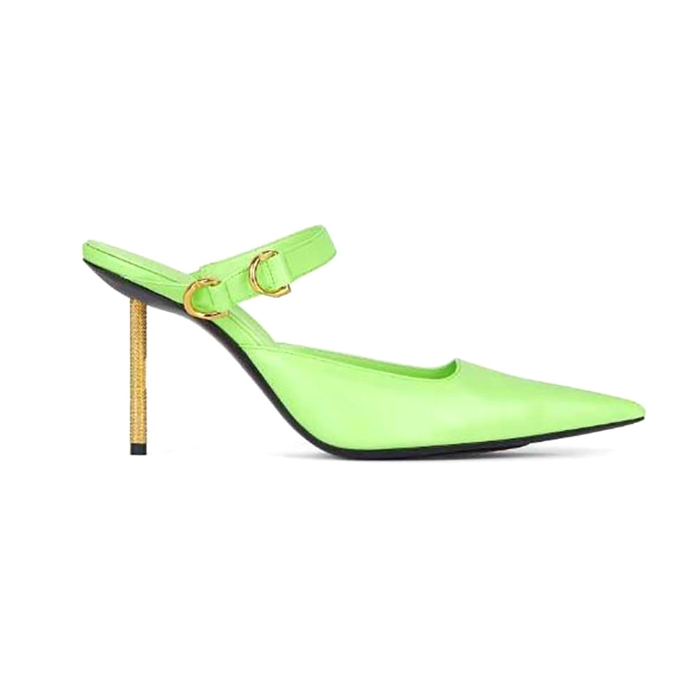 GIÀY Givenchy Women Voyou Slingbacks in Leather-Green