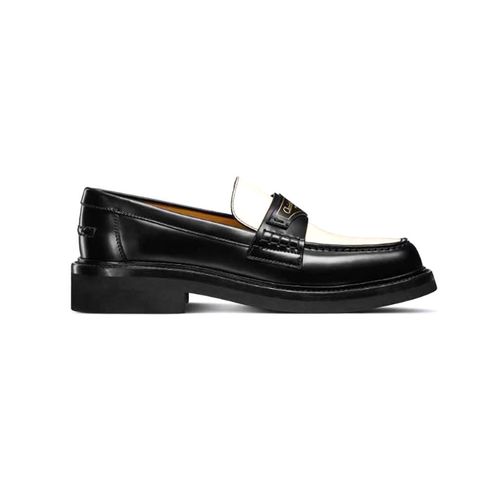 GIÀY Dior Women Boy Loafer Black and White Brushed Calfskin