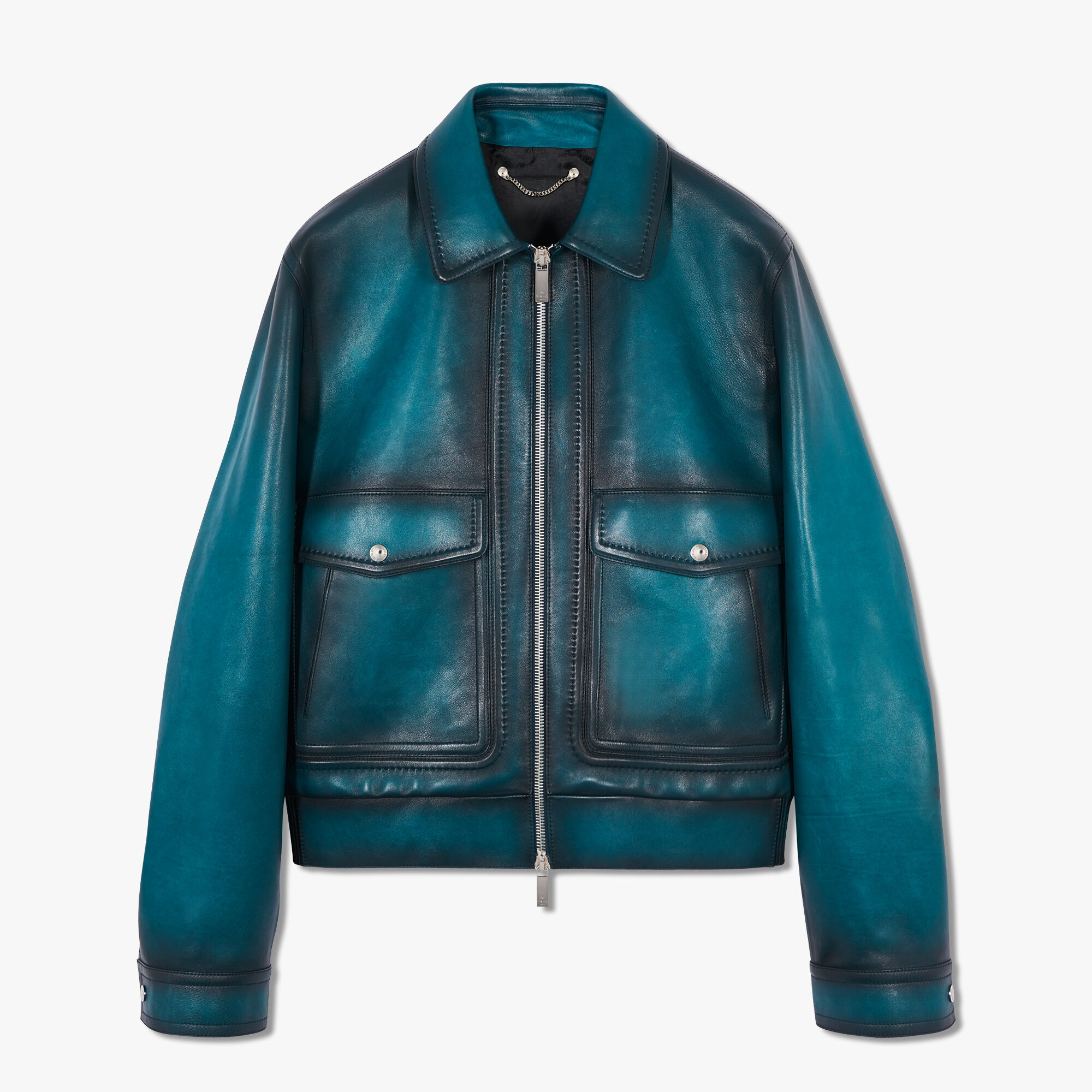 ÁO BERLUTI ALPINE GREEN leather jacket SS2021