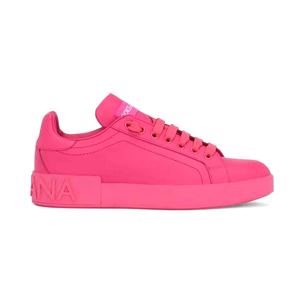 GIÀY Dolce Gabbana D&G Women Calfskin Portofino Sneakers-Rose