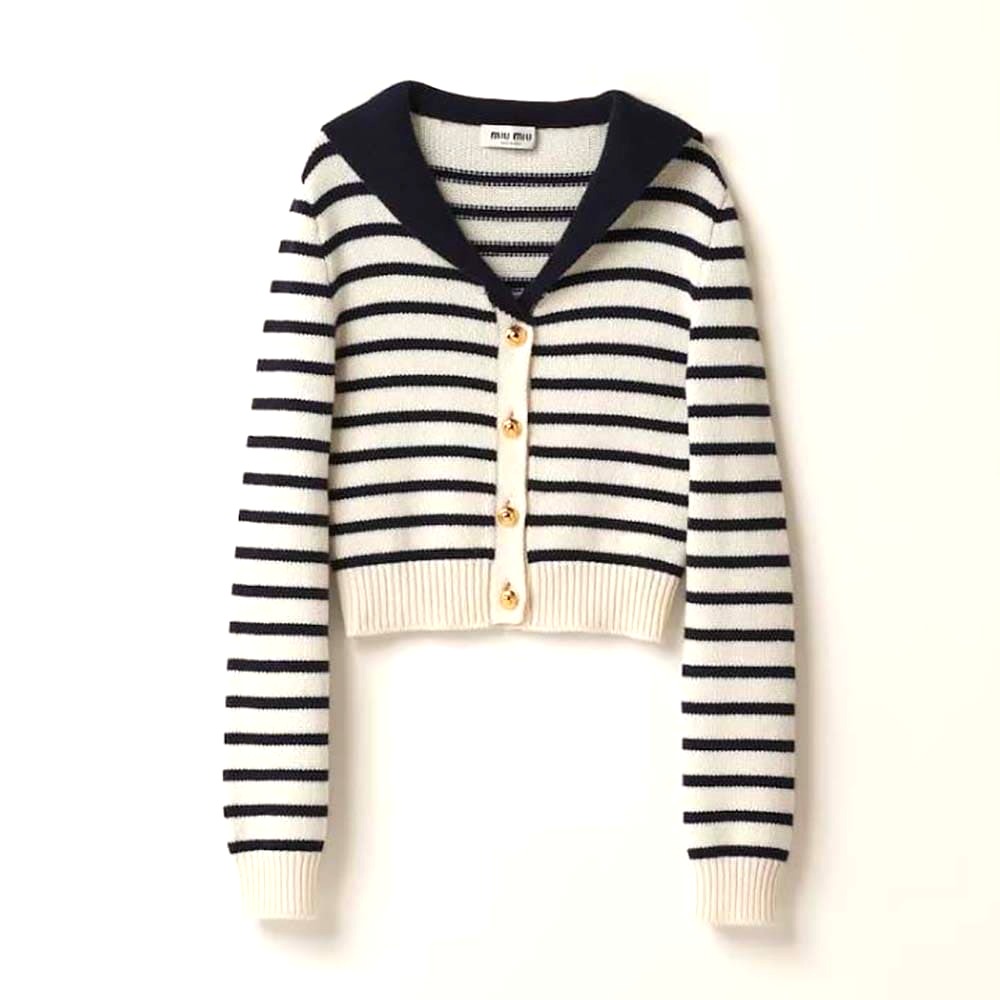 ÁO Miu Miu Women Cashmere Cardigan in Intarsia Logo-White