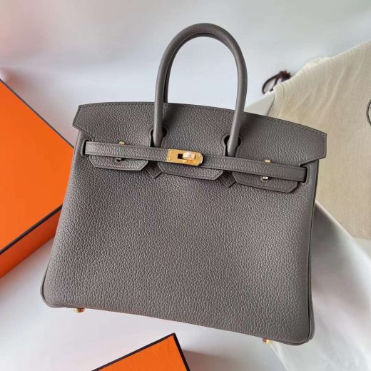 Túi Hermes Birkin Togo Tinware grey Gold Hardware Handmade khâu tay 25cm