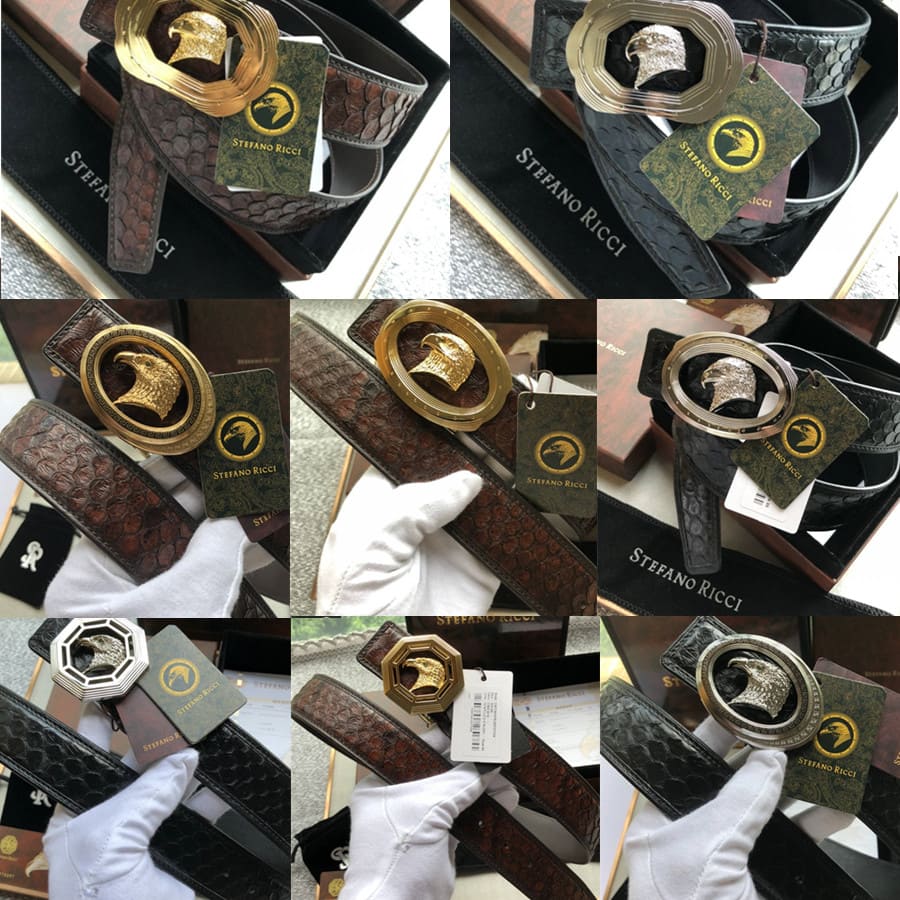 DÂY LƯNG STEFANO RICCI PYTHON LEATHER DA TRĂN Belt Khóa bạc