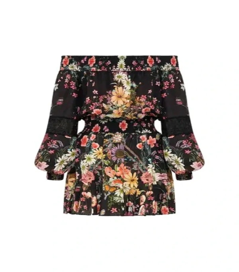 VÁY CAMILLA Off Shoulder Short Dress Letters From A Vineyard