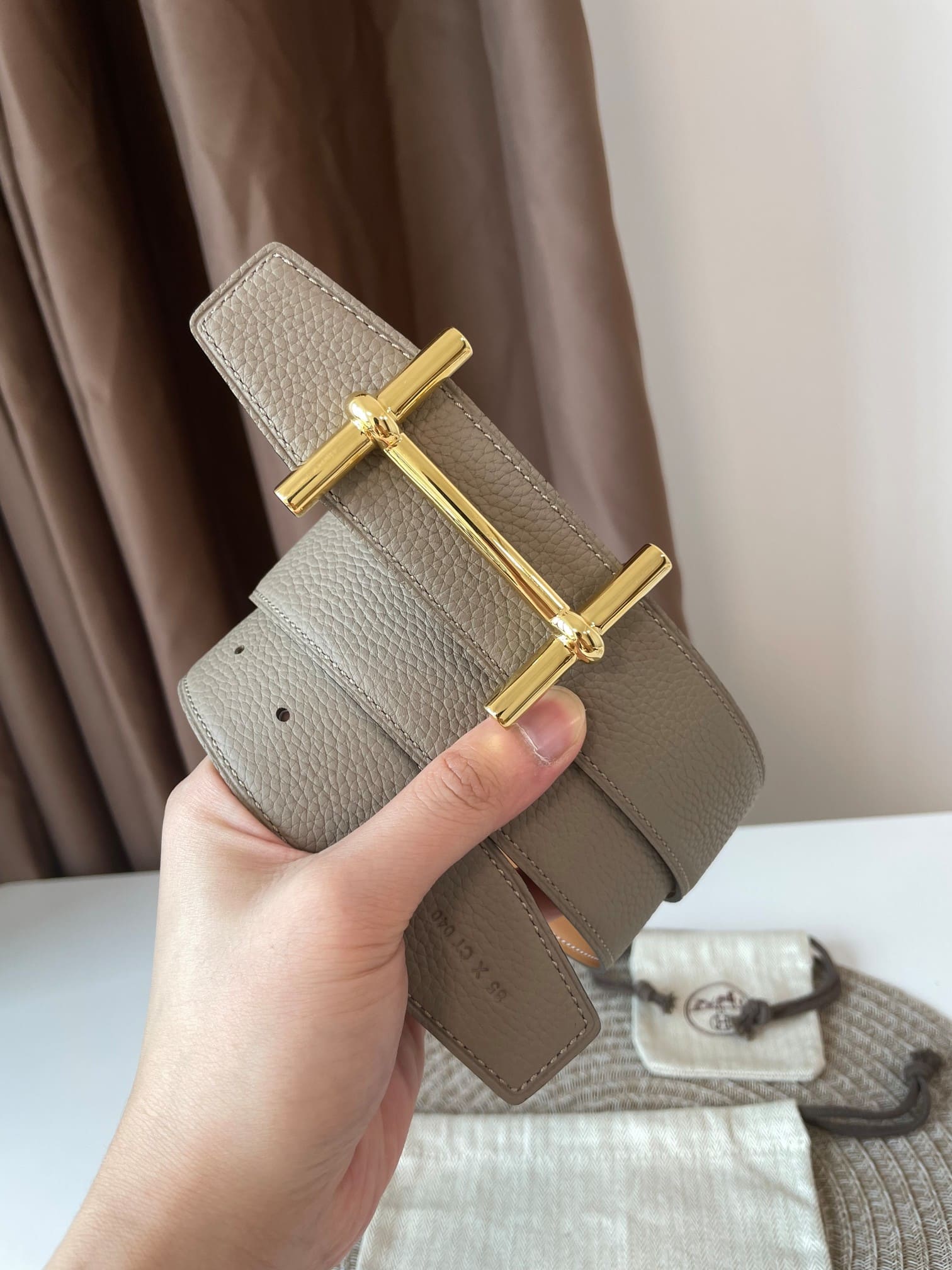 DÂY LƯNG HERMES H Togo leather hai mặt khóa vàng