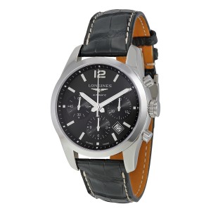 ĐỒNG HỒ LONGINES Conquest Automatic Chronograph Black Dial Black Leather Watch