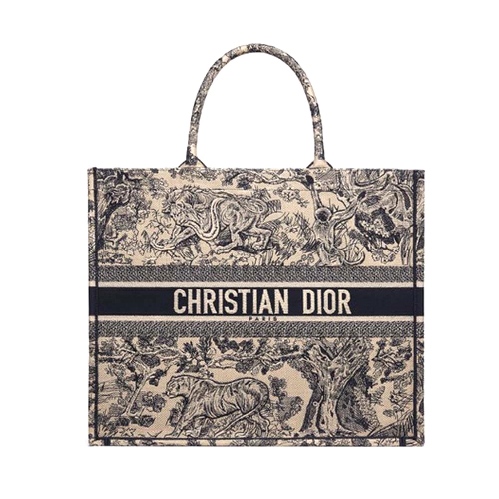 TÚI Dior Women Dior Book Tote Toile De Jouy Bag-Navy
