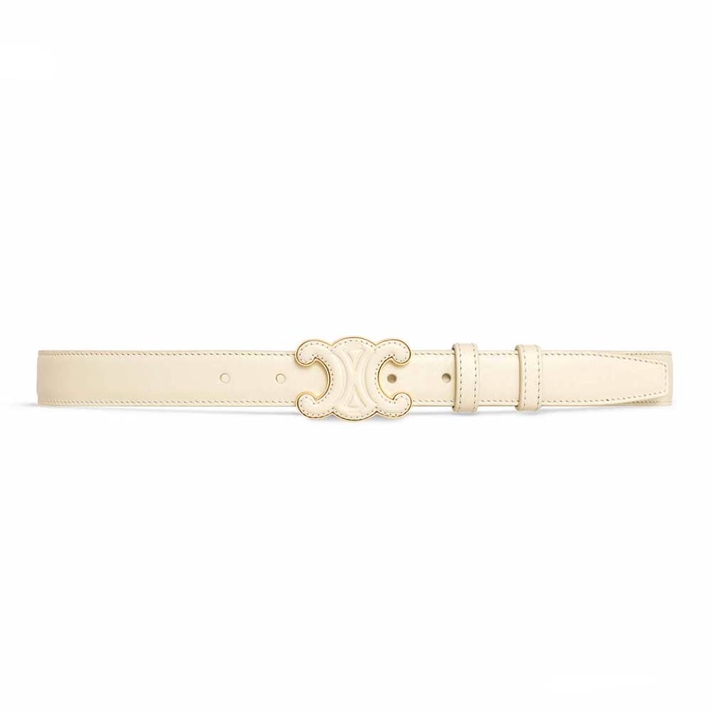 DÂY LƯNG Celine Women Medium Cuir Triomphe Belt in Smooth Calfskin-White