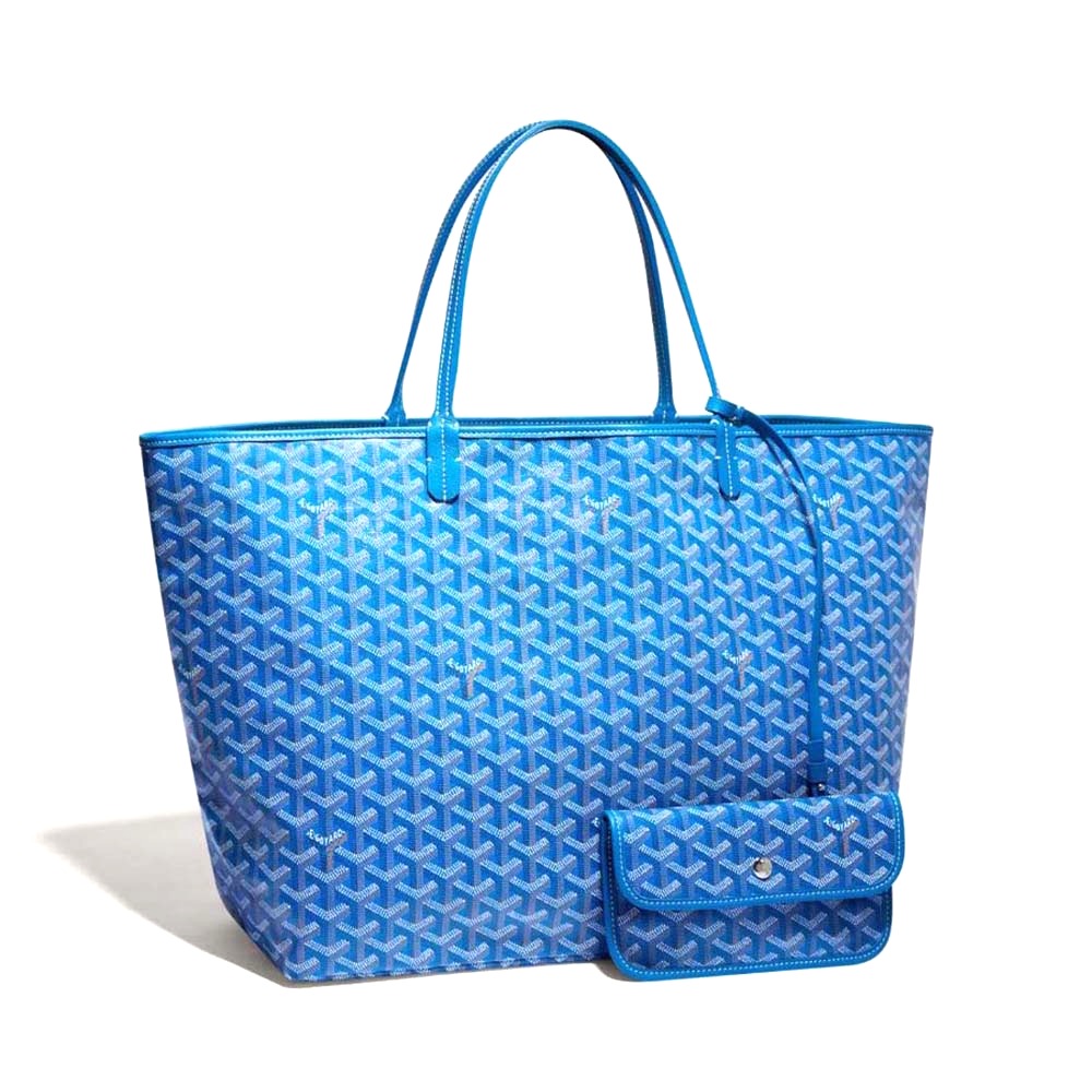 TÚI Goyard Women Sac Saint Louis GM in Goyardine Canvas & Chevroches Calfskin-Blue