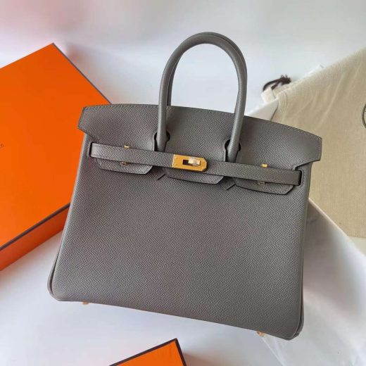 Túi Hermes Birkin Epsom Tinware Grey Gold Hardware Handmade khâu tay 25cm