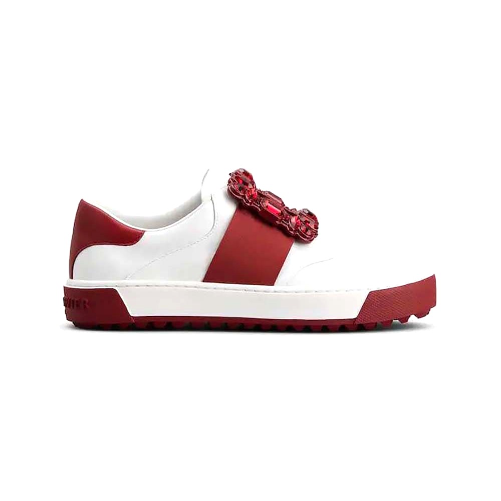 GIÀY Roger Vivier Women Very Vivier Strass Buckle Sneakers in Leather-Red