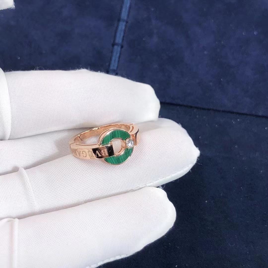 NHẪN BVLGARI rose ring set with malachite 18K
