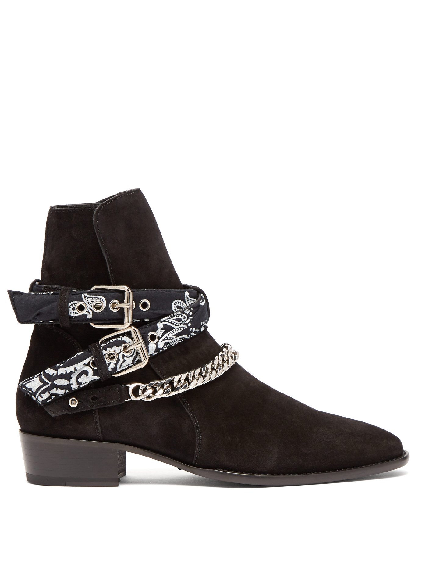 GIÀY AMIRI  Bandana & chain ankle-strap suede ankle boots
