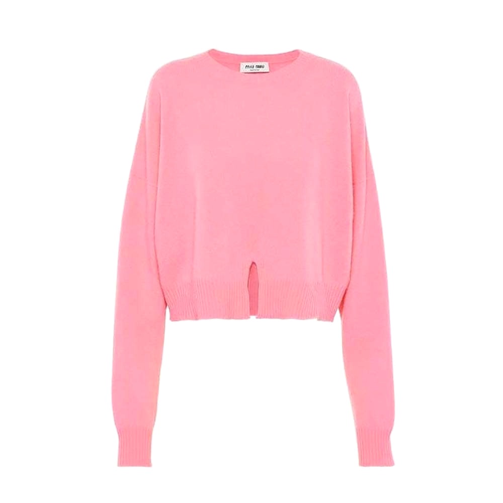 ÁO Miu Miu Women Cashmere Crew-Neck Sweater-Pink