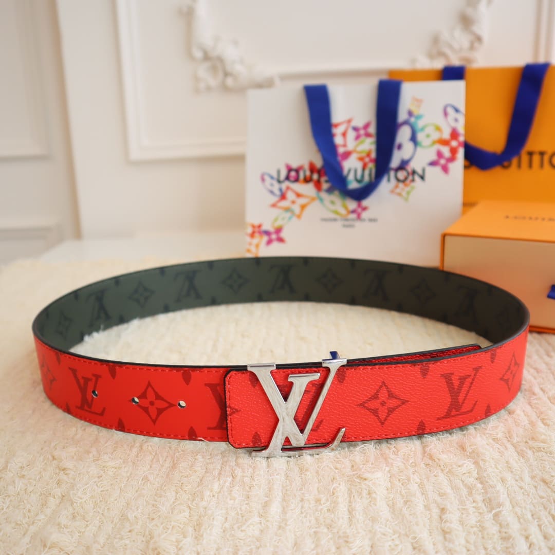 DÂY LƯNG LOUIS VUITTON RED GREEN ARMY MONOGRAM LEATHER Khóa bạc