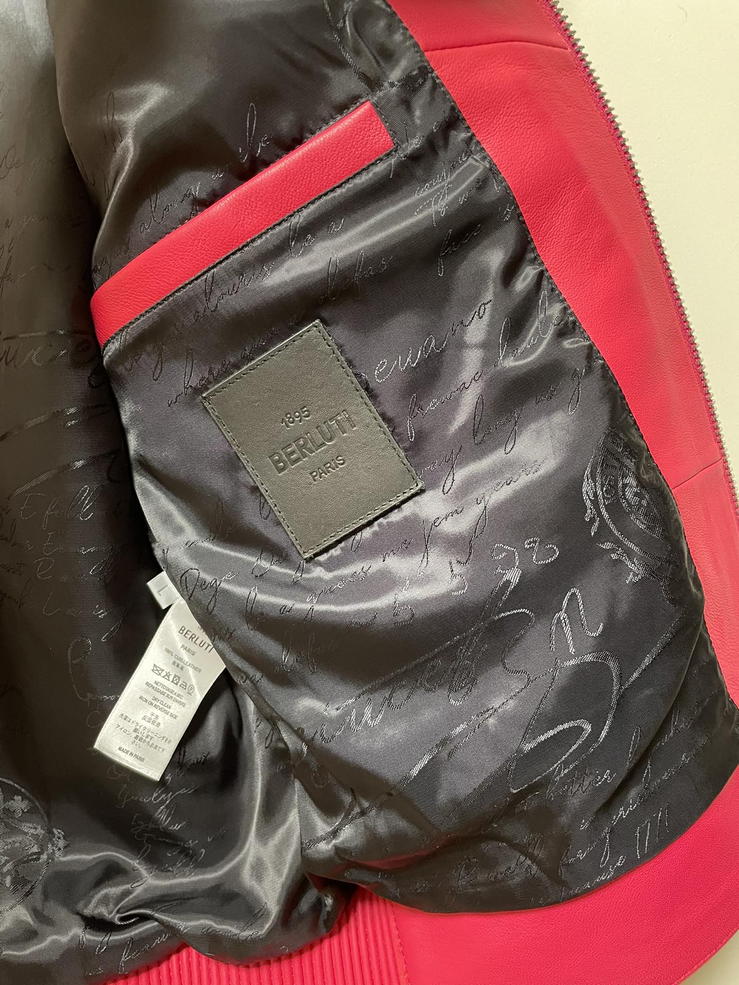 ÁO BERLUTI LEATHER JACKET RED PINK