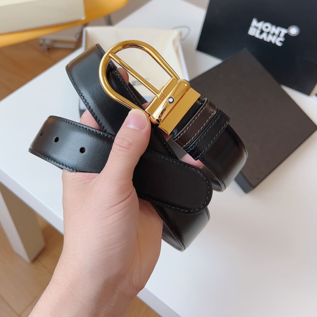 DÂY LƯNG MONTBLANC CALFSKIN LEATHER Belt Khóa vàng