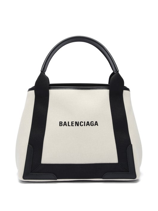 TÚI BALENCIAGA Cabas S logo-print leather-trim canvas tote bag