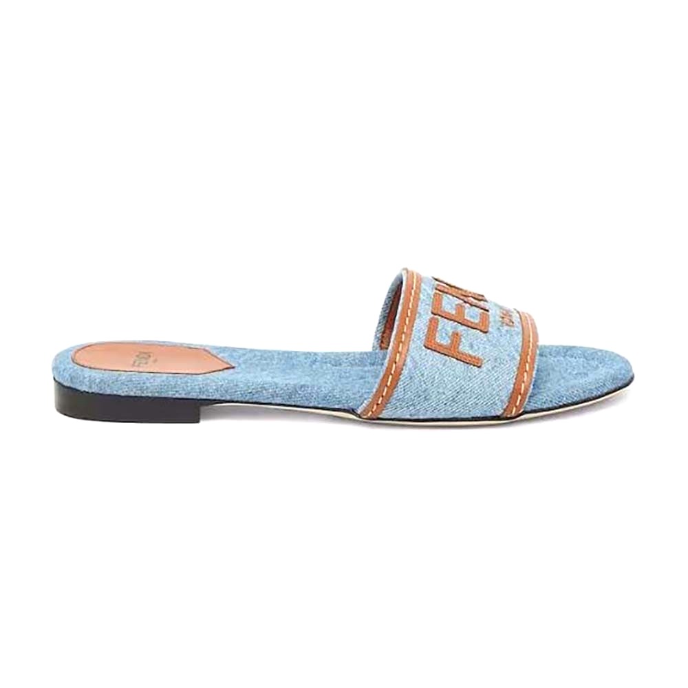 GIÀY Fendi Women Signature Light Blue Denim Slides