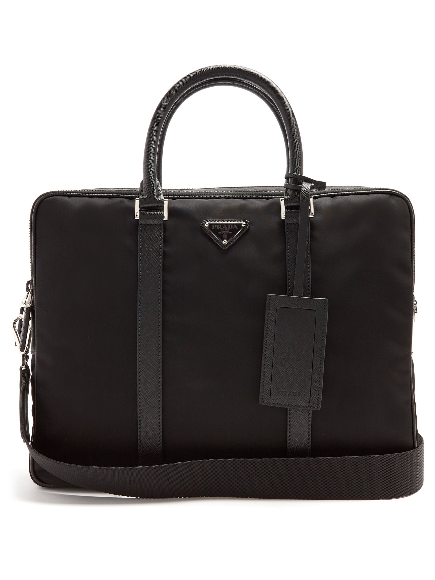 CẶP DA CÔNG SỞ PRADA Leather-trimmed nylon briefcase