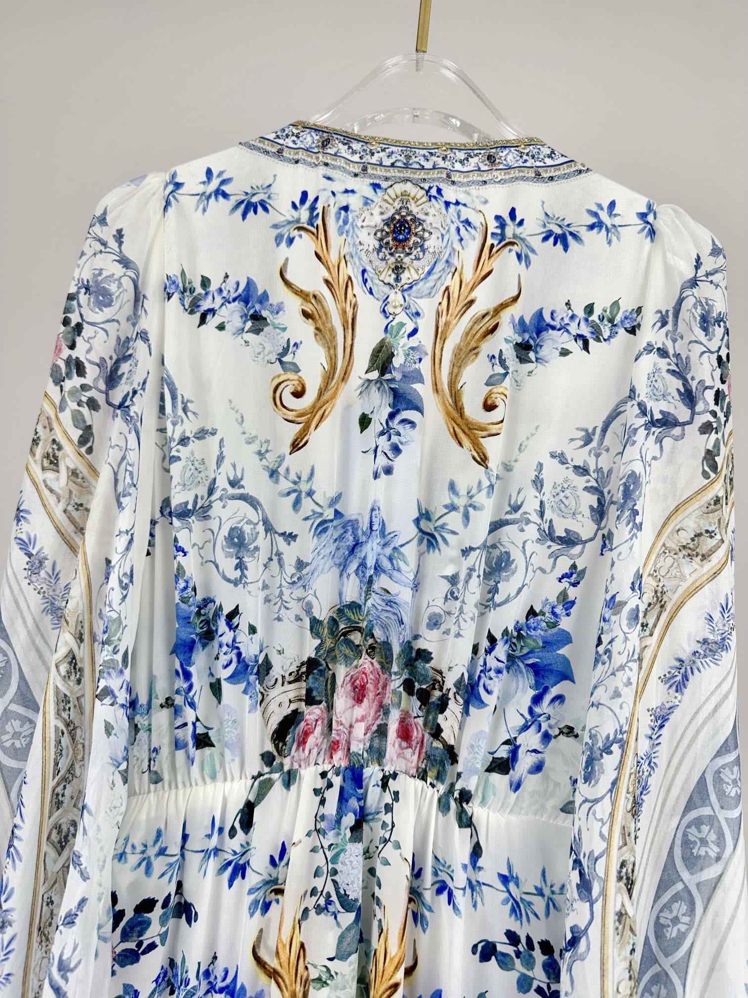 VÁY CAMILLA Silk Embellished V-Neck Maxi Dress High Classy