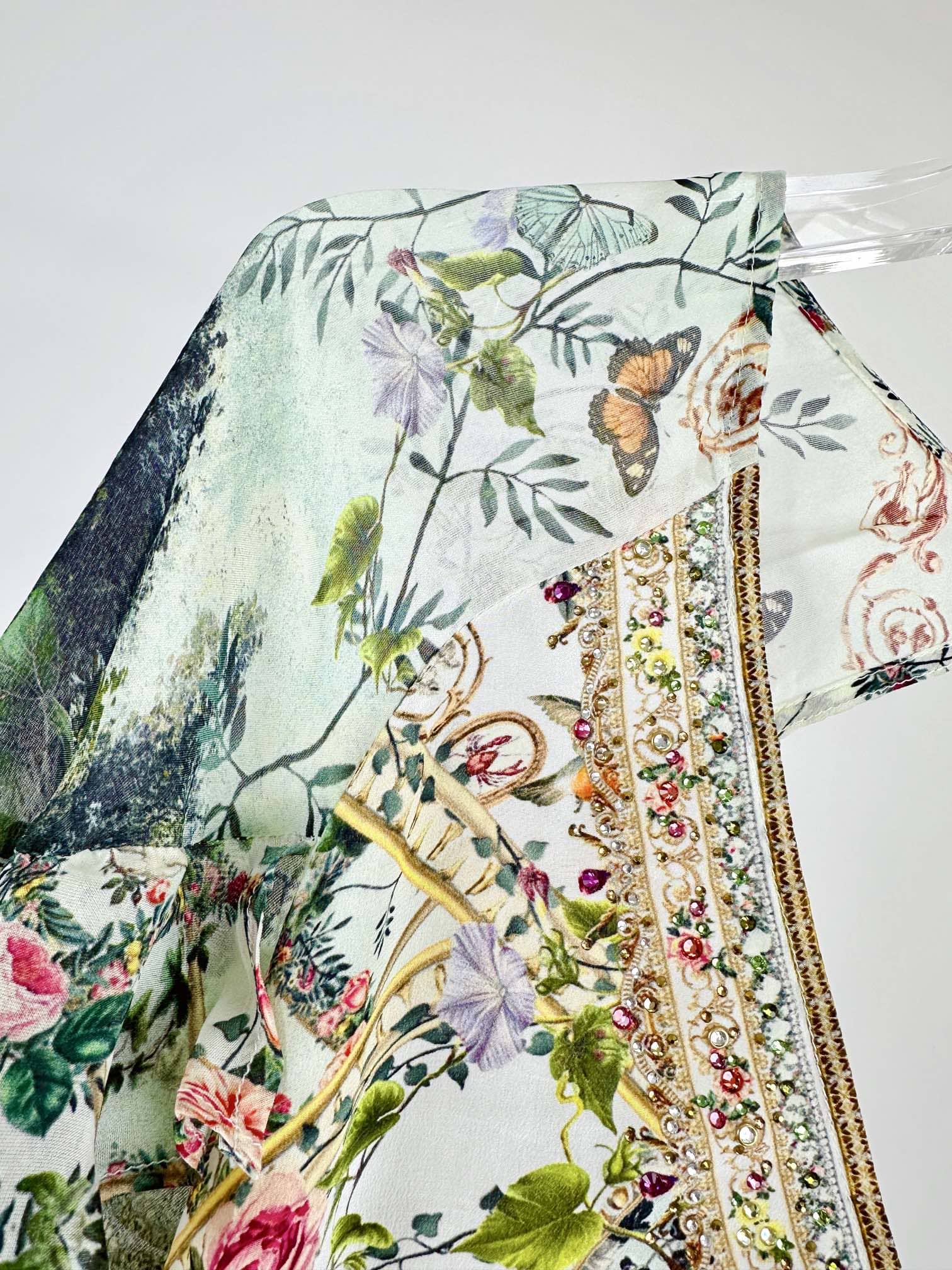 VÁY CAMILLA Silk Embellished V-Neck Midi Dress High Classy