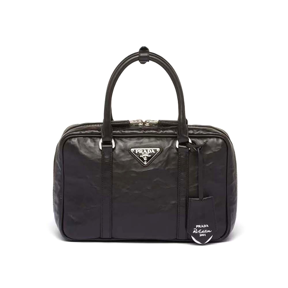 TÚI Prada Women Medium Antique Nappa Leather Top Handle Bag-Black