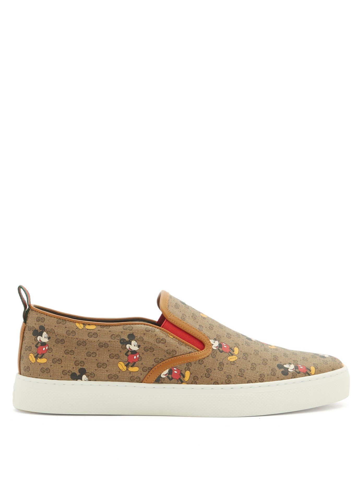 GIÀY GUCCI Mickey Mouse-print GG-canvas slip-on trainers GIÀY GUCCI Mickey Mouse-print GG-canvas slip-on trainers