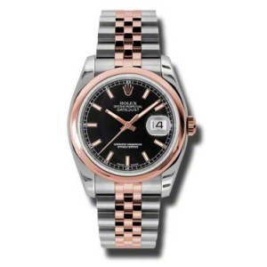 ĐỒNG HỒ ROLEX Oyster Perpetual Datejust 36 Black Dial Stainless Steel and 18K Everose Gold Jubilee Bracelet Automatic