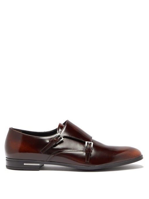 GIÀY PRADA Spazzalato leather monk-strap shoes