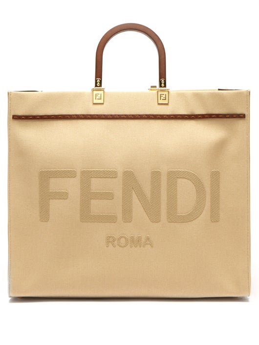 TÚI FENDI Sunshine logo-embroidered canvas tote bag