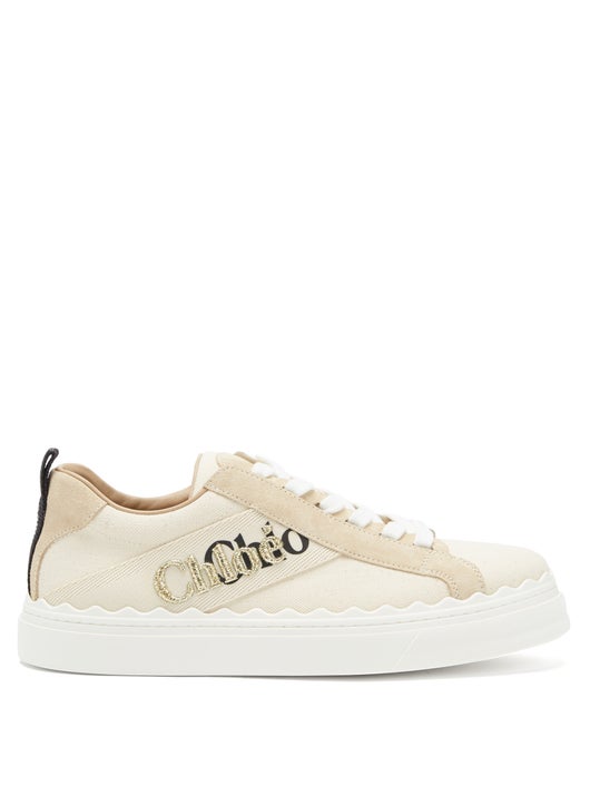 GIÀY CHLOÉ Lauren logo-embroidered canvas trainers
