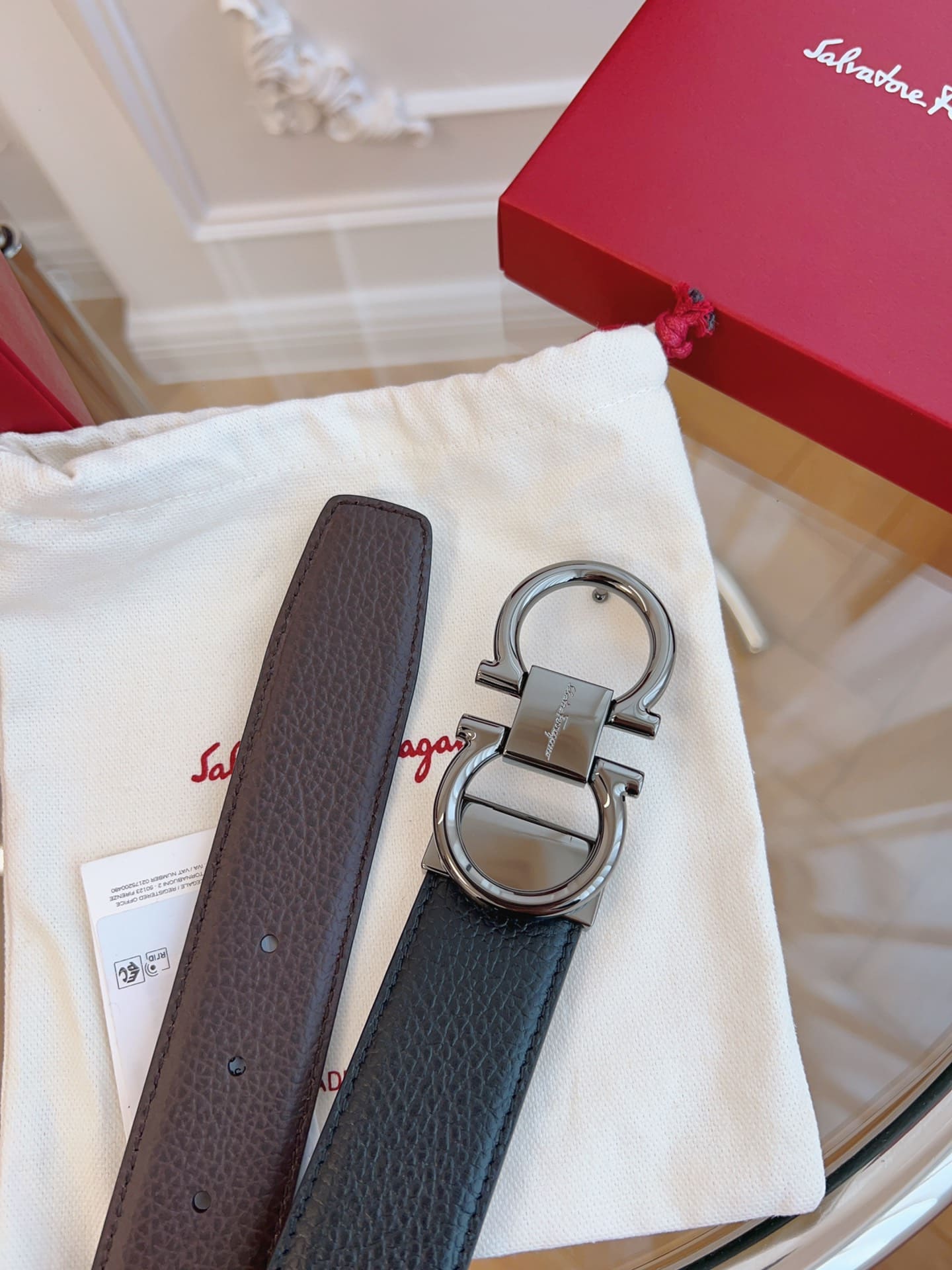 DÂY LƯNG Salvatore Ferragamo Adjustable Gancini Belt Khóa bạc