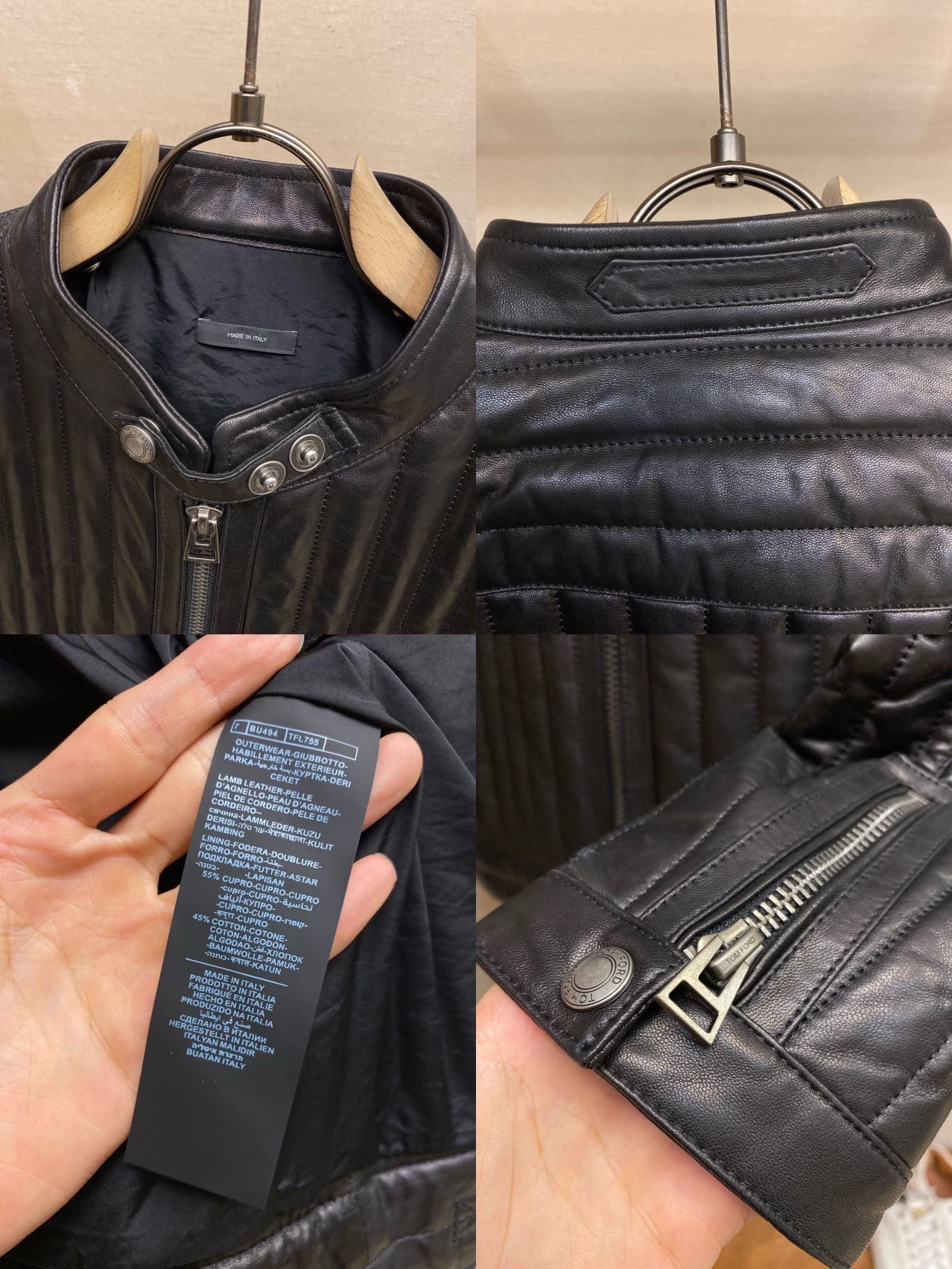 ÁO TOM FORD BLACK LEATHER JACKET