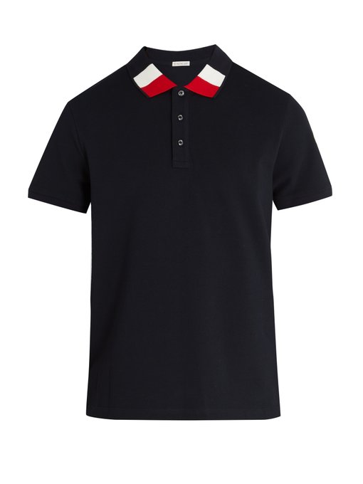 ÁO POLO MONCLER Contrast-collar cotton-piqué polo shirt