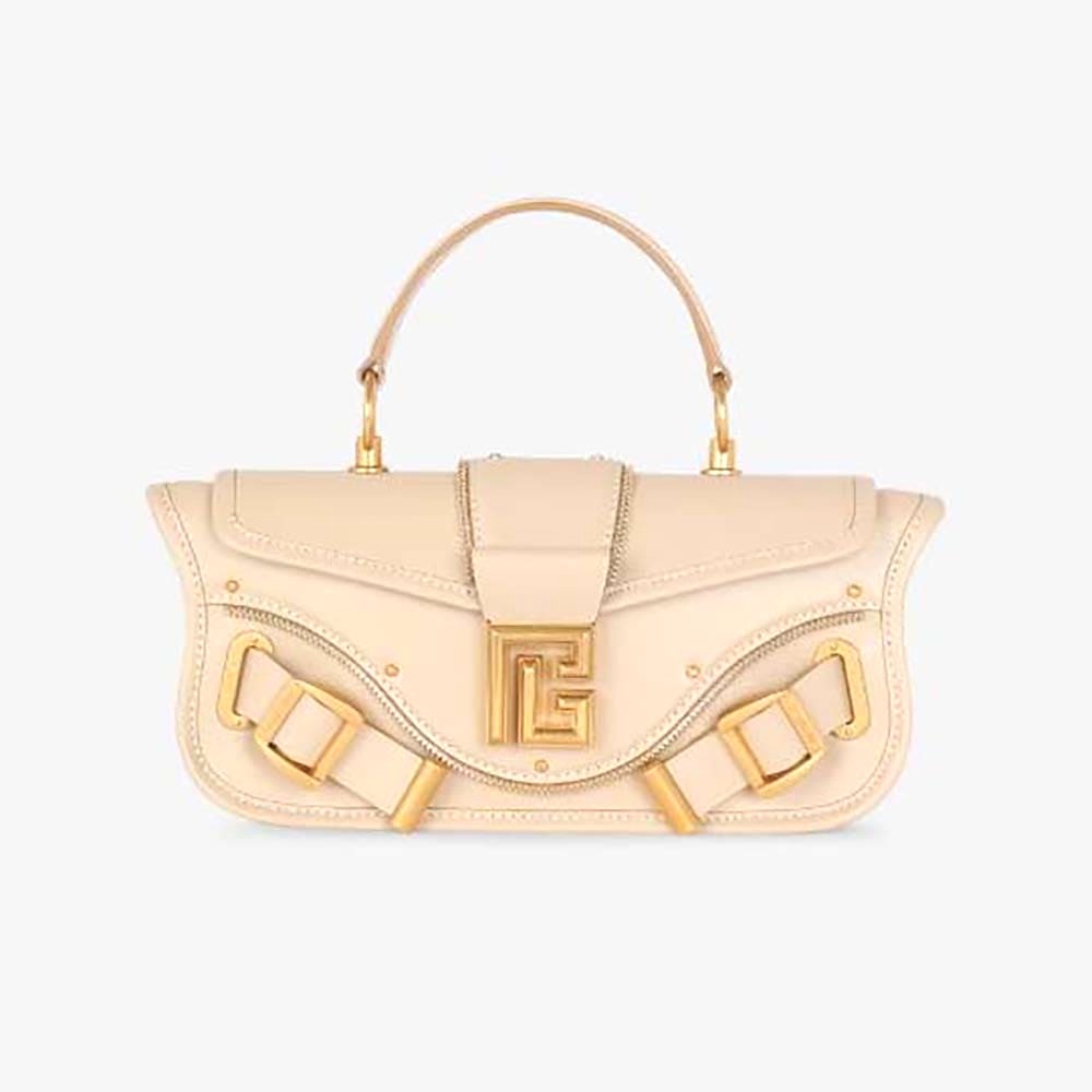 TÚI Balmain Women Blaze Clutch Bag in Smooth Leather-Beige
