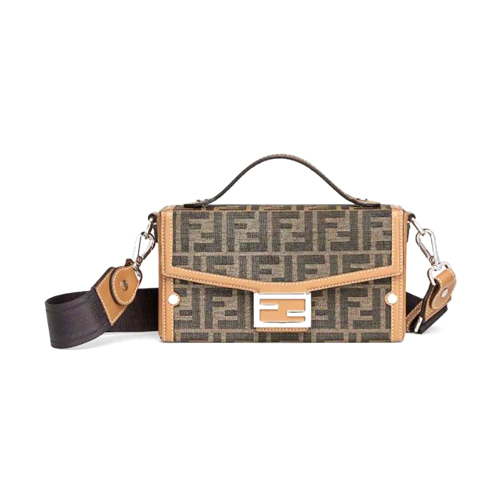 TÚI Fendi Men Baguette Soft Trunk Brown FF Fabric Bag