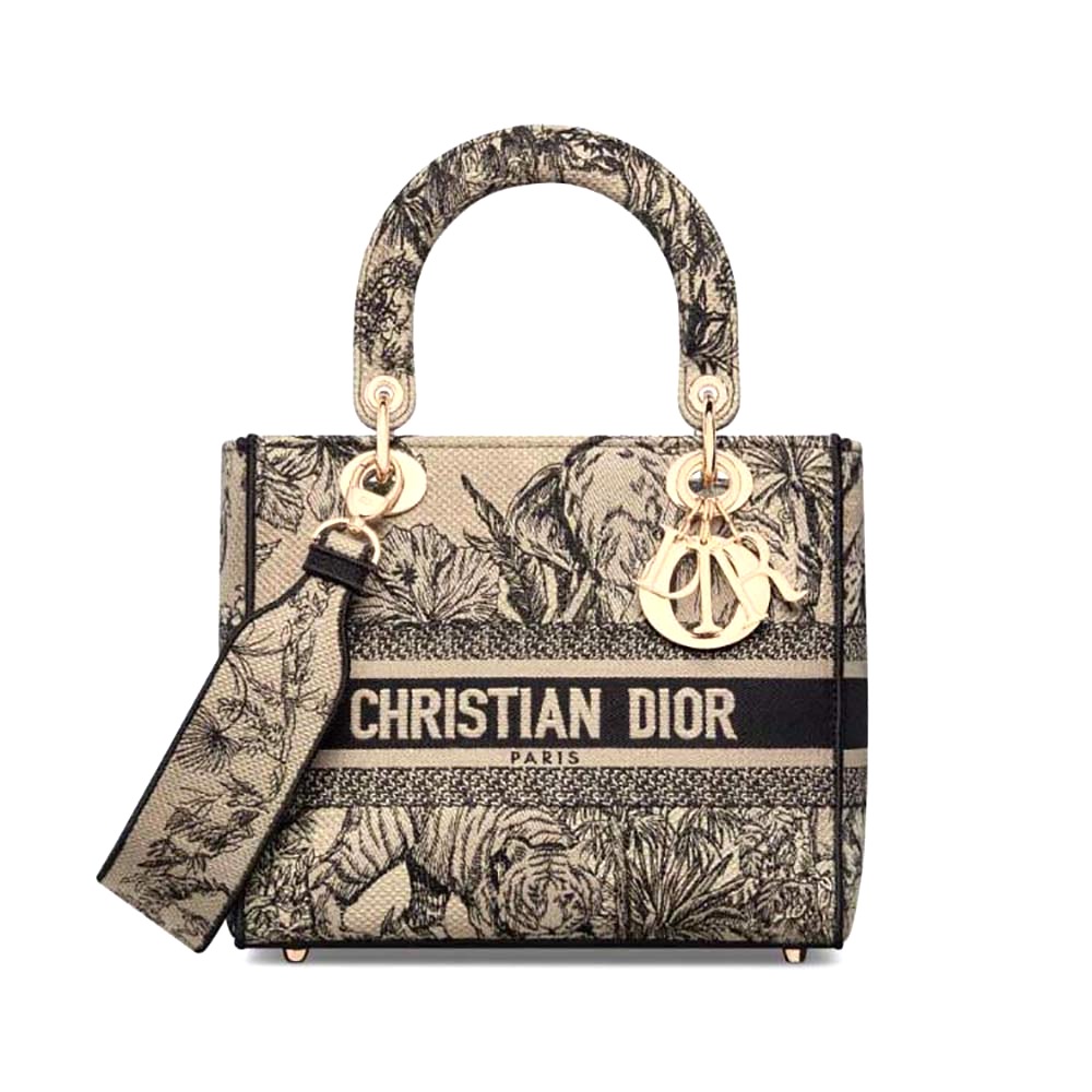 TÚI Dior Women Medium Lady D-lite Bag Beige Multicolor Toile de Jouy Voyage Embroidery