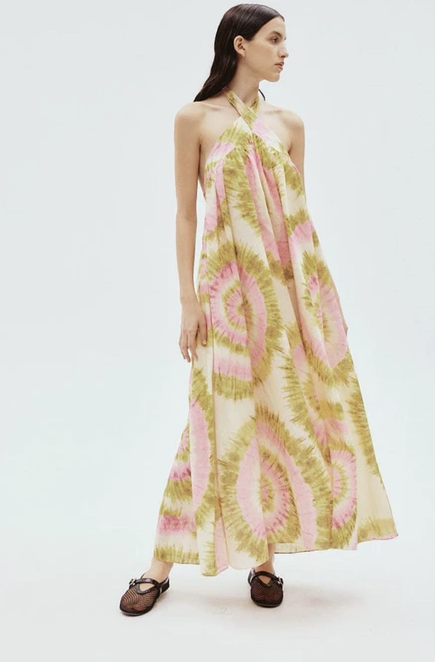 VÁY ALEMAIS HAI DÂY CỔ YẾM IN COTTON High Classy