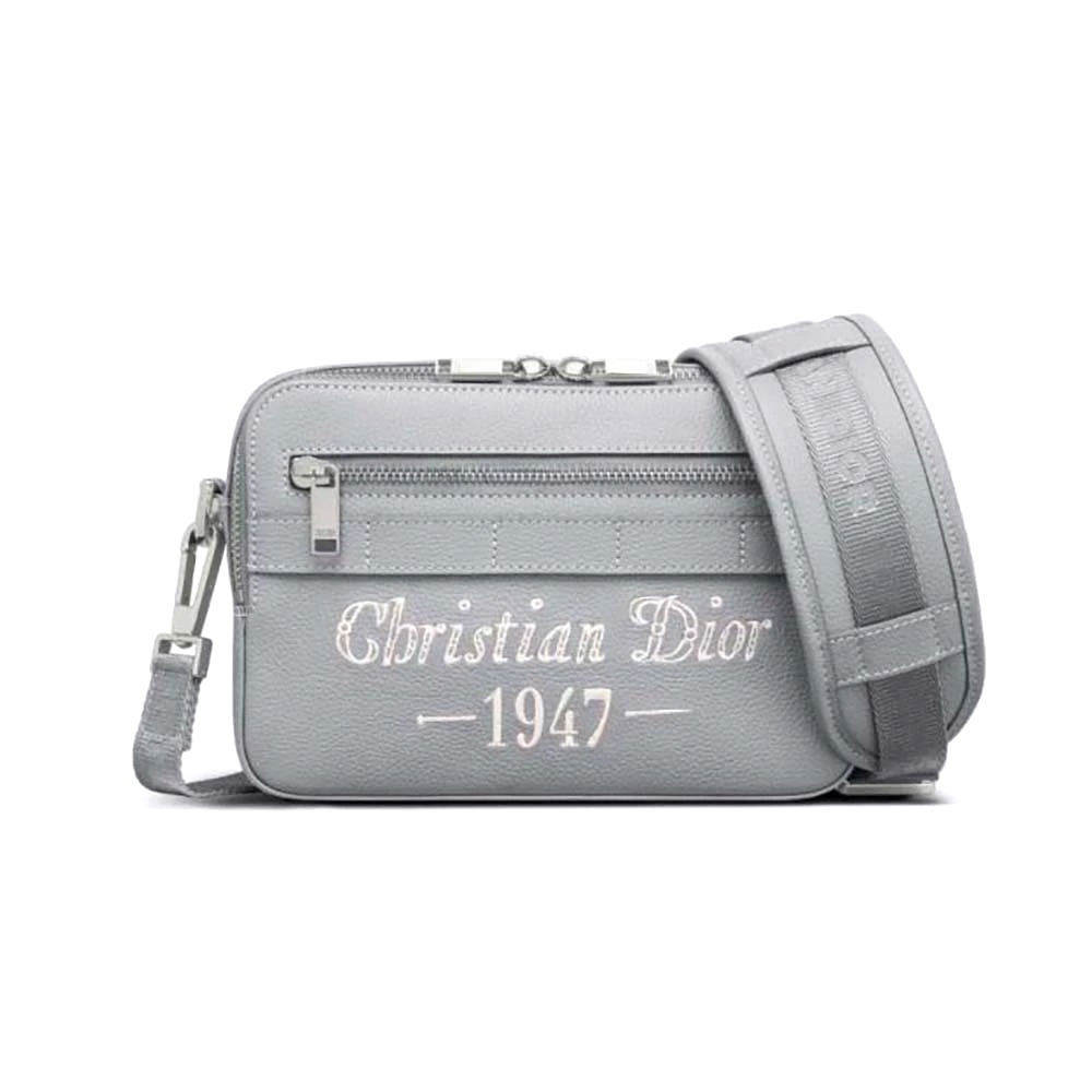 TÚI DIOR Safari Messenger Bag Dior Gray Grained Calfskin with Christian Dior 1947 Signature