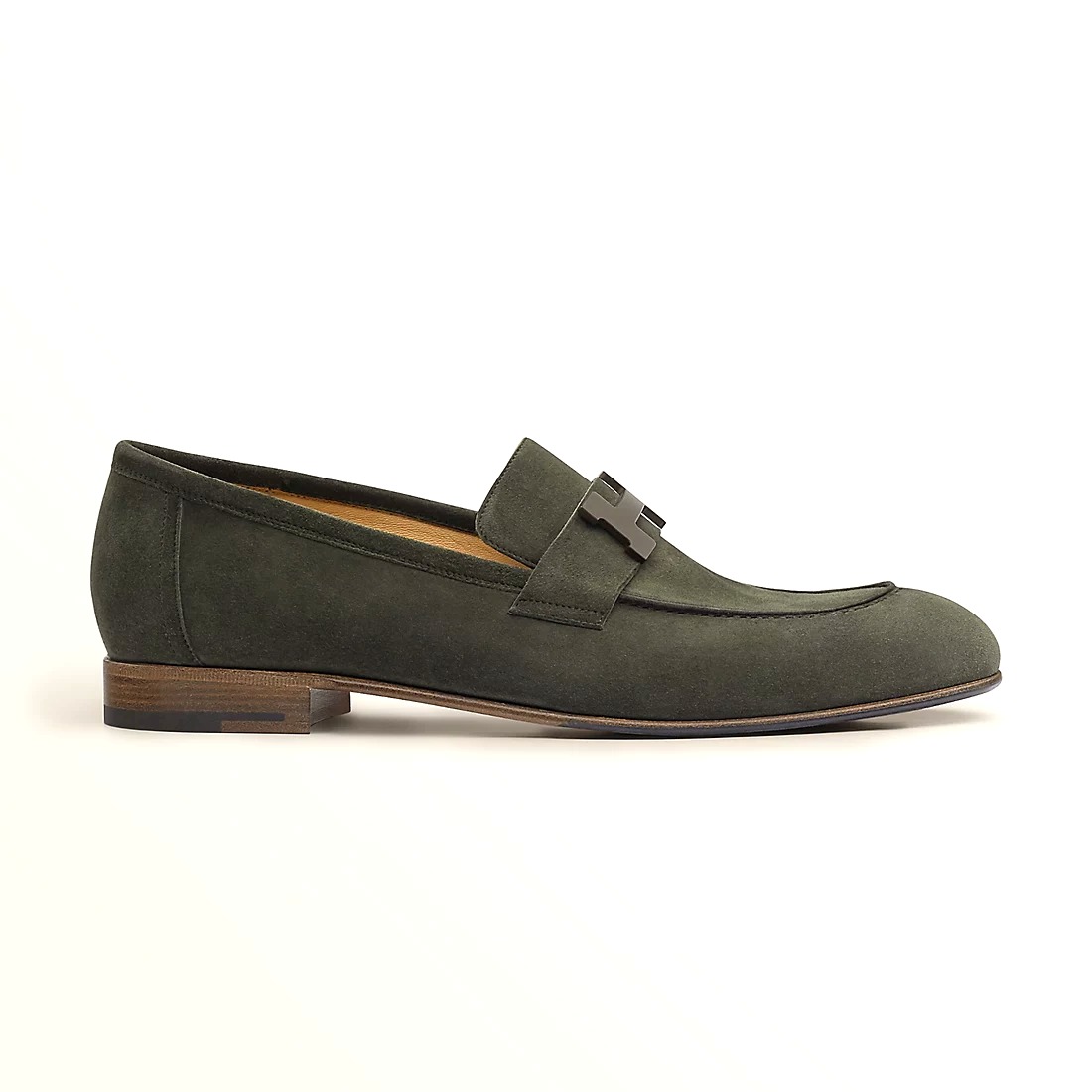 GIÀY HERMES PARIS LOAFER SUEDE LEATHER OLIVE SS2022