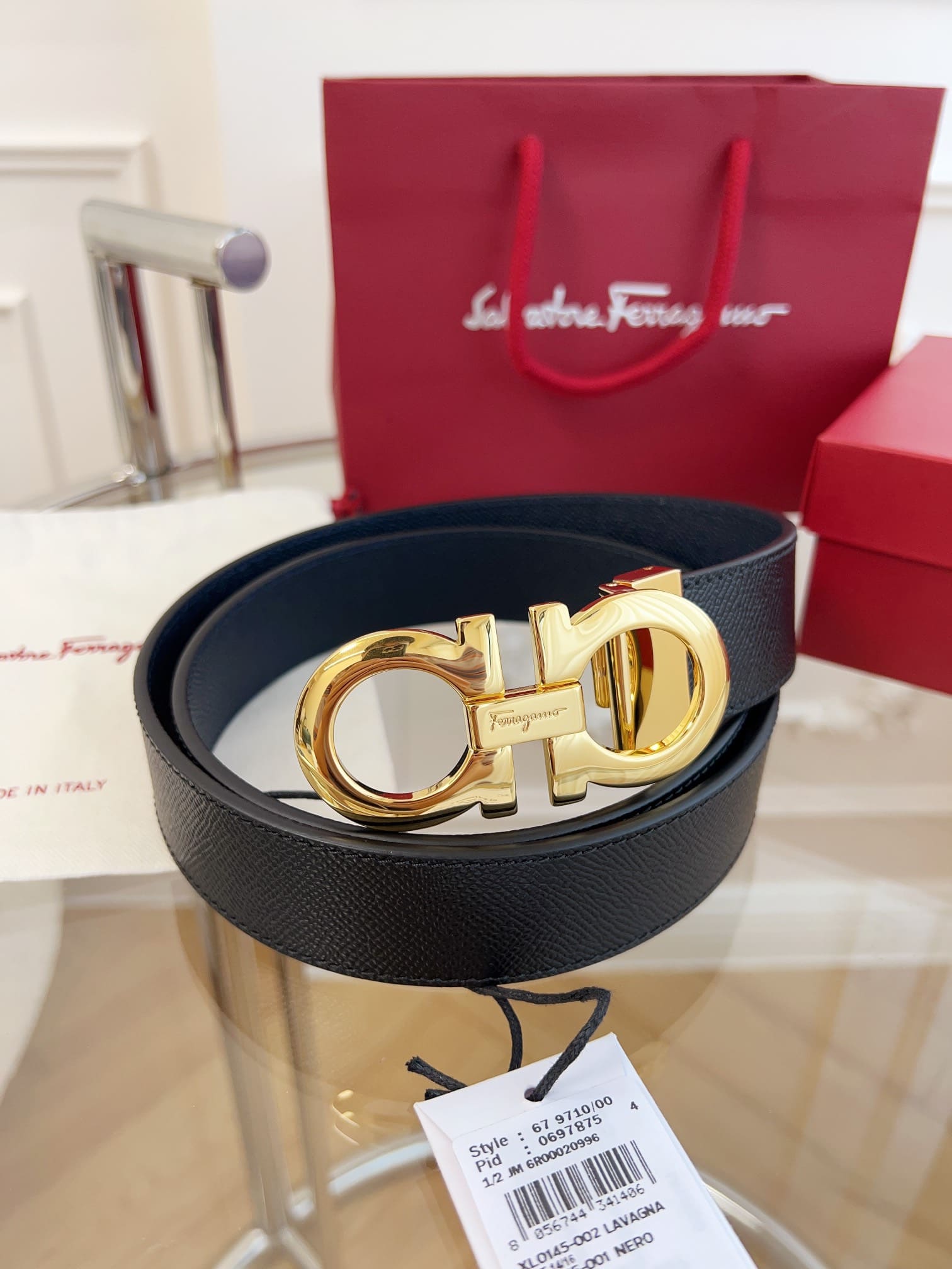DÂY LƯNG Salvatore Ferragamo Adjustable Gancini Belt Khóa vàng
