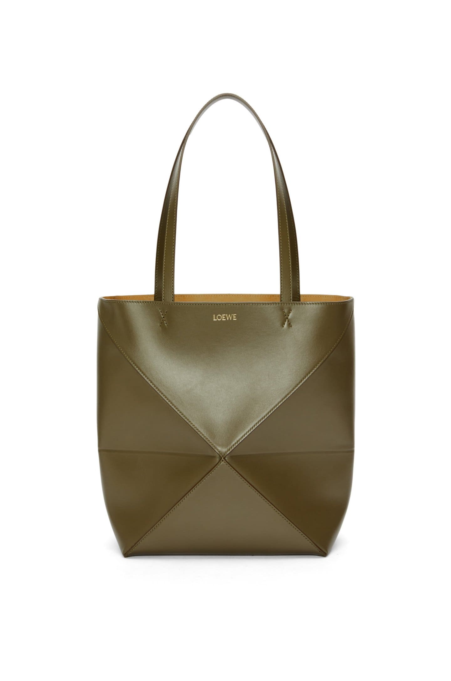 Túi LOEWE Puzzle Fold Tote in shiny calfskin olive