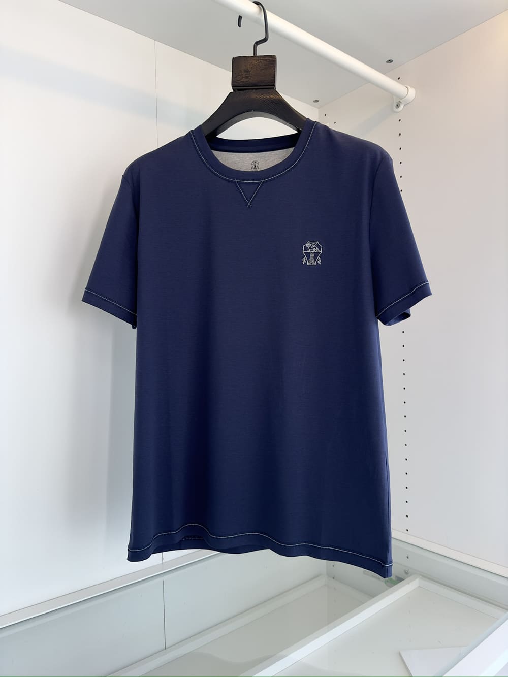 ÁO BRUNELLO CUCINELLI LOGO BLUE T SHIRT