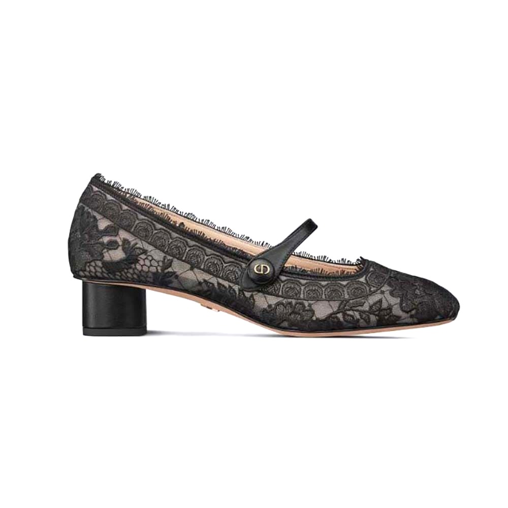 GIÀY Dior Women D-Grace Ballet Pump Black Transparent Mesh and Lambskin
