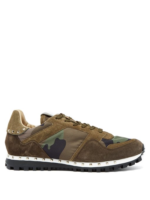 GIÀY VALENTINO Rockrunner suede and leather trainers