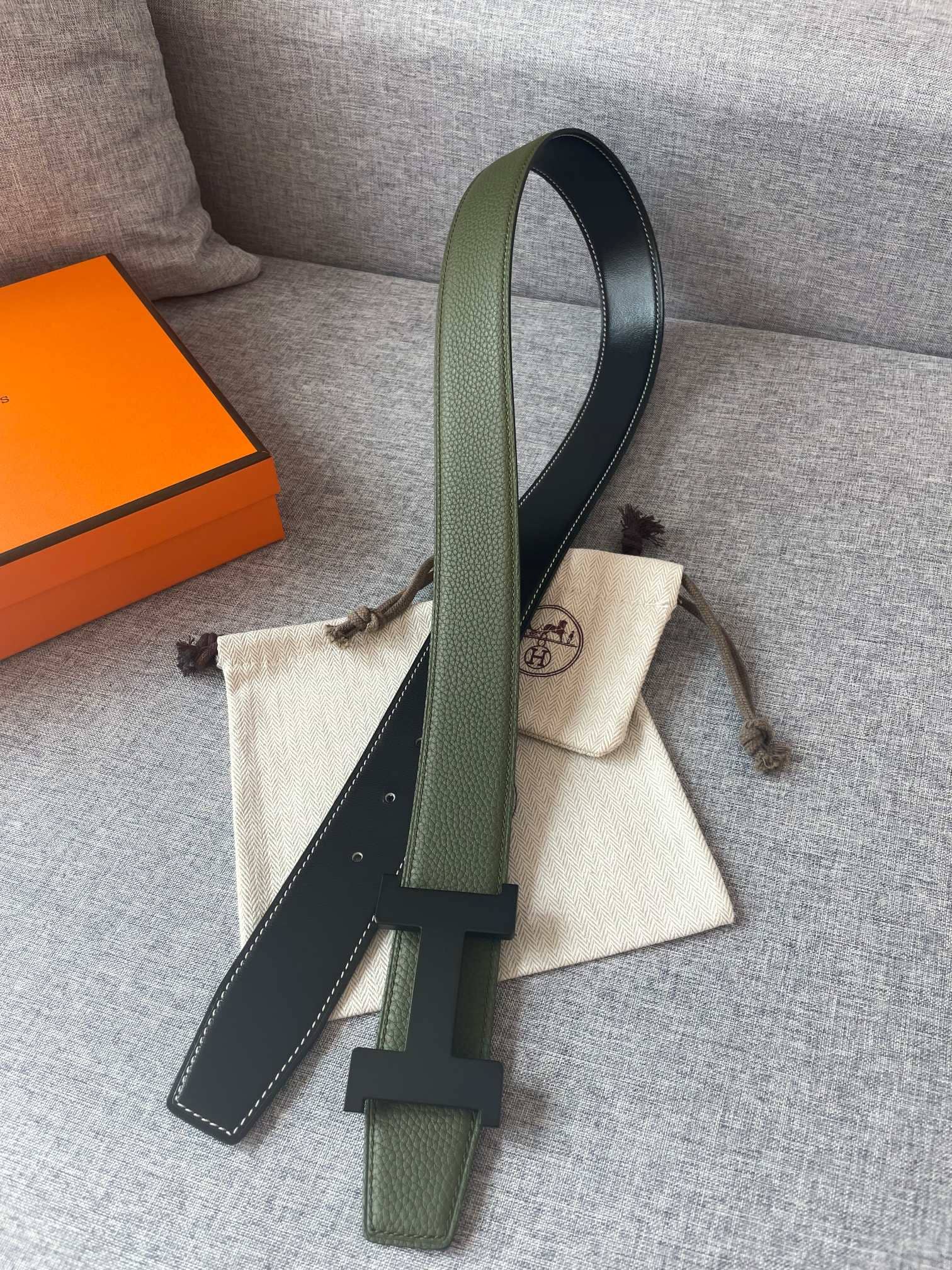 DÂY LƯNG HERMES H Matte Black Togo leather hai mặt khóa đen